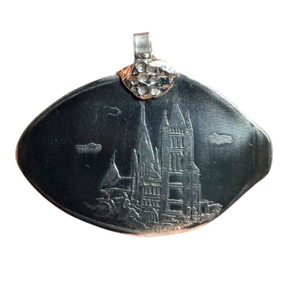 SOLD! Rolex Lausanne Spoon Pendant In Sterling Silver With Cathedral Engraving - Picture 5 of 12